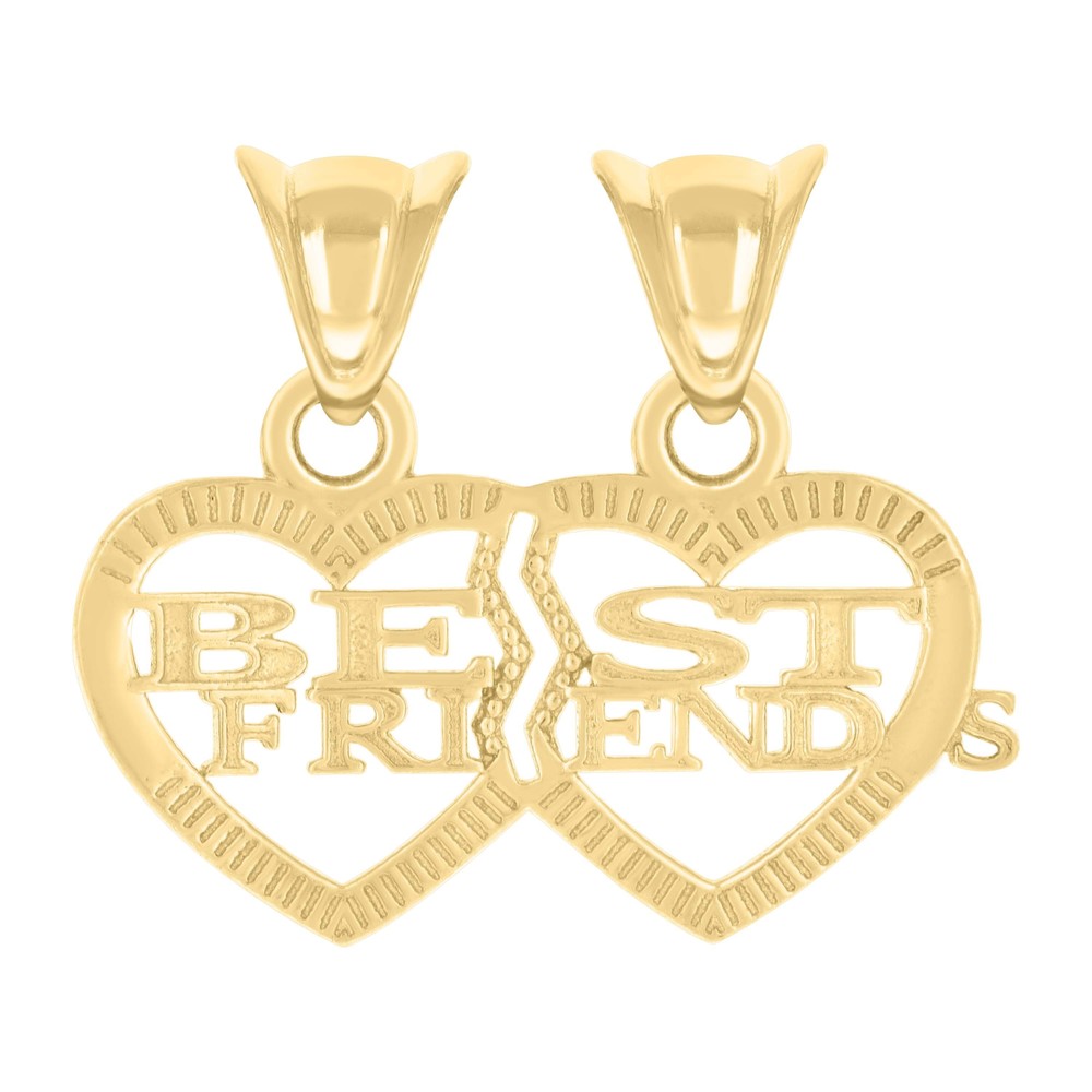10kt 10k Yellow Gold Womens BEST FRIENDS Heart Charm Pendant